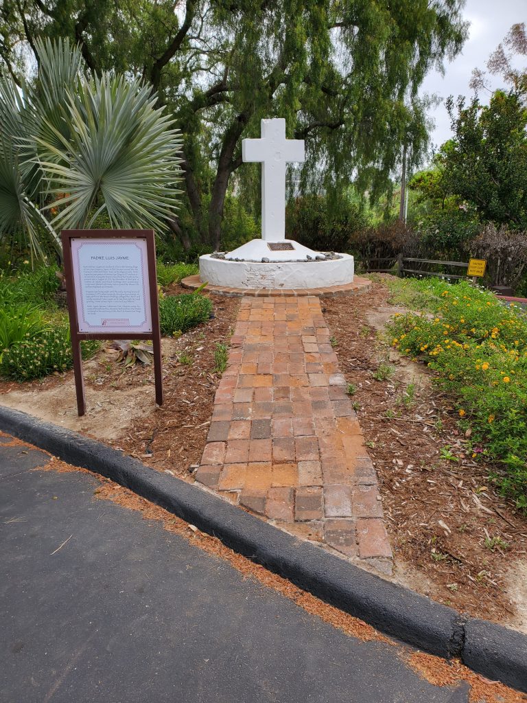 My photo showing the sign and the cross dedicated to Father Jayme, outside of the Mission compound.
Taphophile visit to Mission San Diego de Alcala