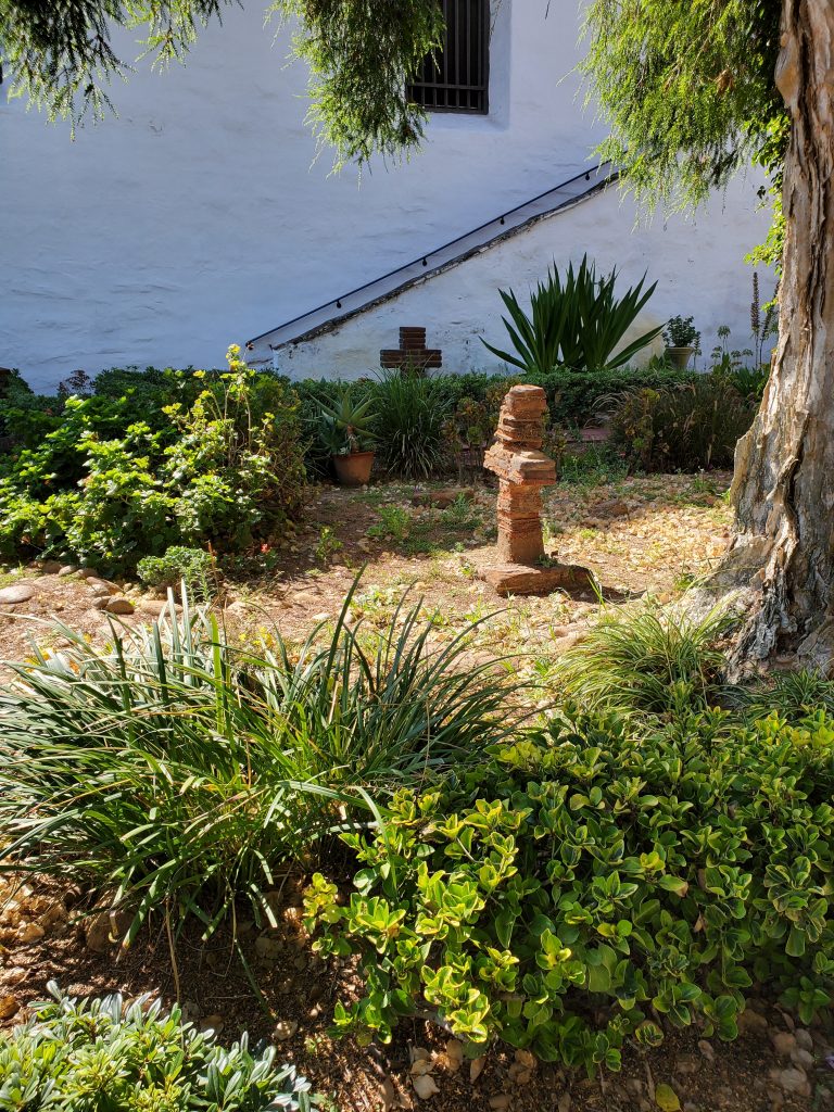 My photo-View of several of the adobe brick crosses in the Meditation Garden.
Taphophile visit to Mission San Diego de Alcala