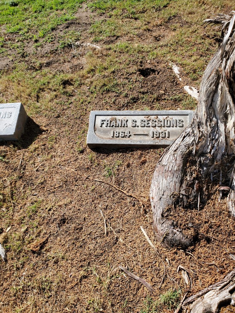 blog post about Kate Sessions.  this photo shows the grave of her brother Frank, next to her grave.
