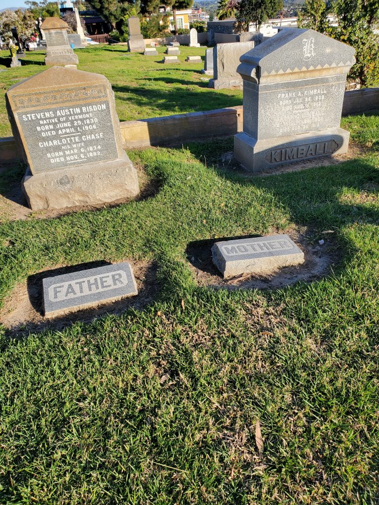 view of the Kimball grave, visiting La Vista Memorial Park