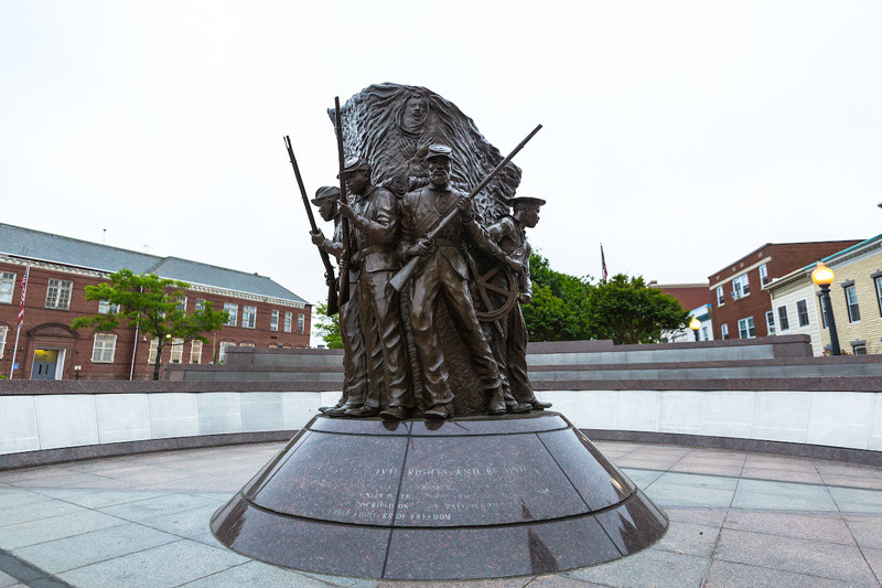 Overall view of the statue honoring African American soldiers and sailors that served during the Civil War.
Honoring minority Civil War soldiers